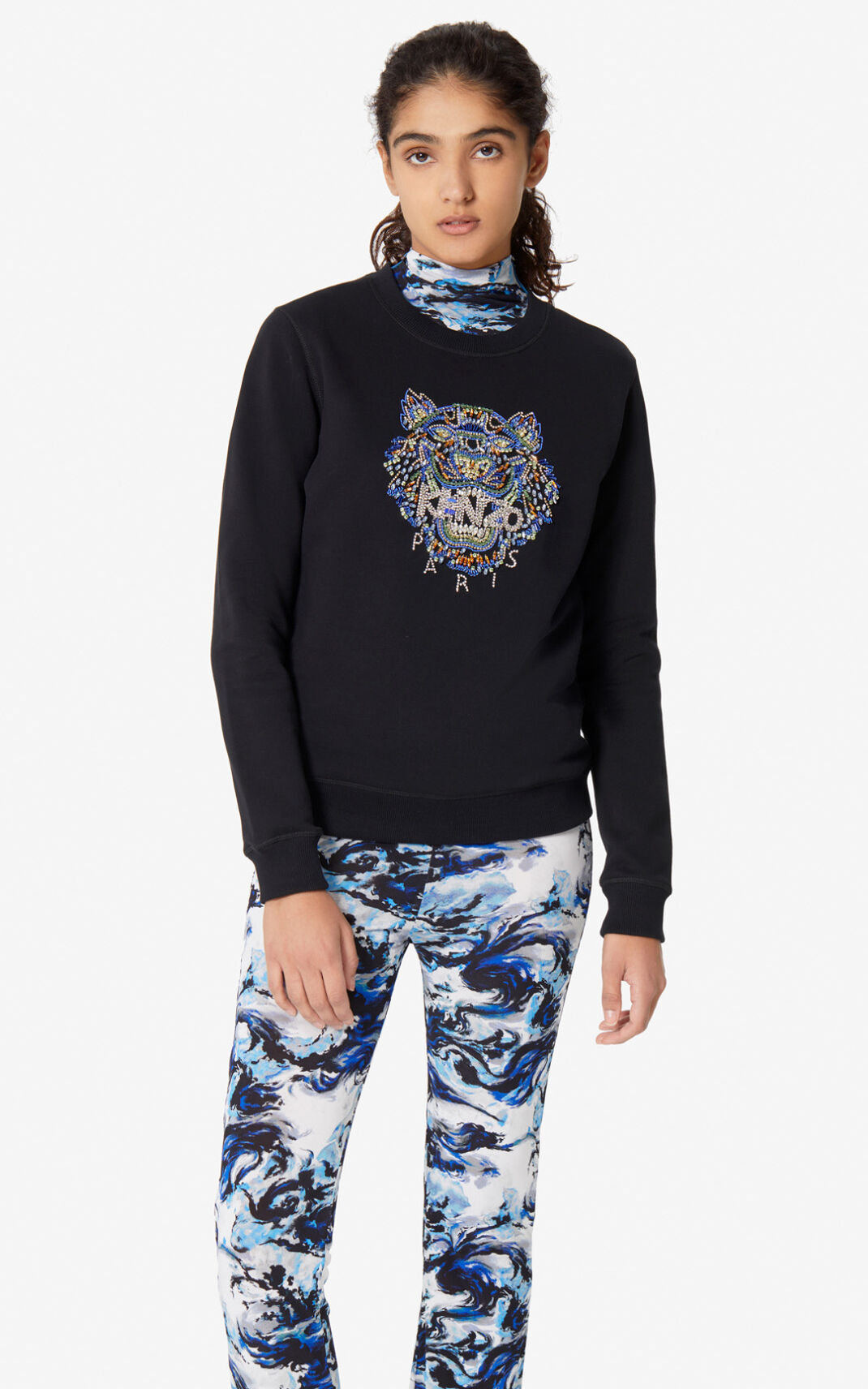 Sweatshirt Kenzo Tiger hand embroidered Feminino - Pretas | 205IYLFQP